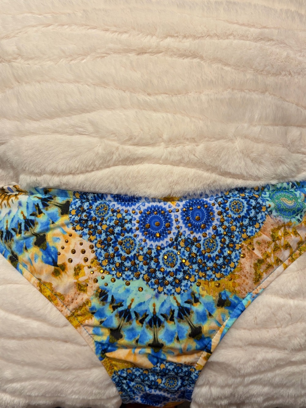 VENUS Blue & Yellow Mosaic Bikini Bottoms Size 14
